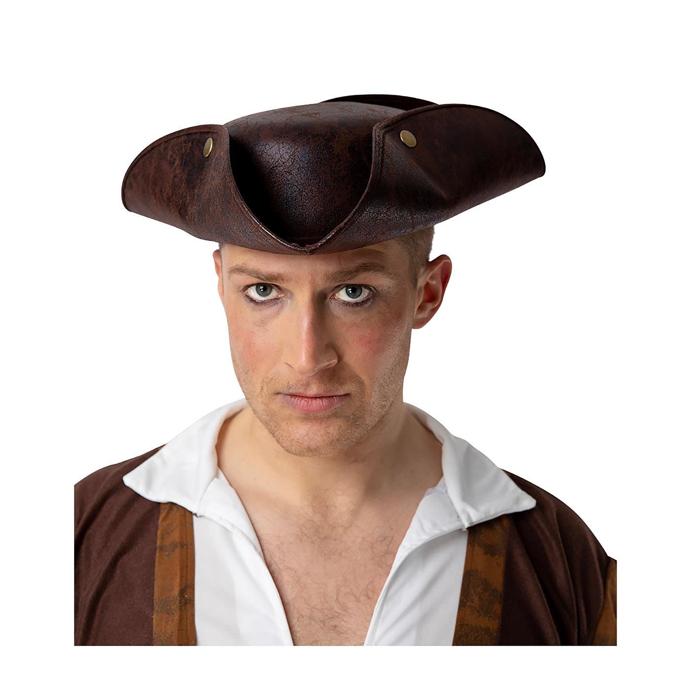 Wicked Costumes - Distressed Faux Leather Pirate Hat (Brown) - Adult