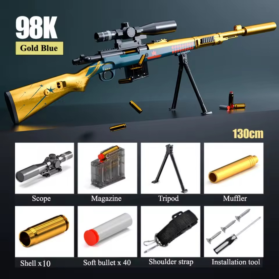 AWM M24 98K Shell Ejecting Soft Bullet Sniper Rifle Toy Outdoor CS