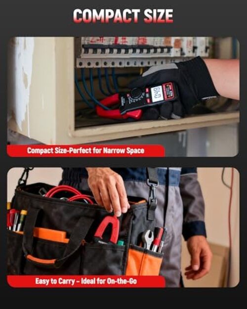Digital Clamp Meter, Portable Size, 2000 Counts, Measures High AC Black