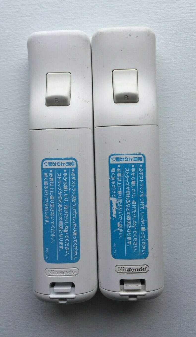 x2 Authentic Nintendo Wii Remote White Controllers Official Tested RVL-003 Works