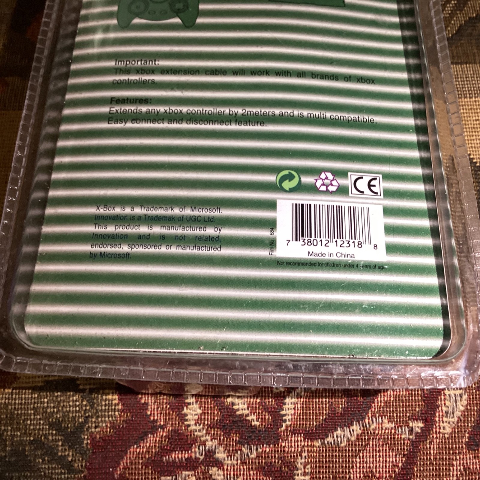 1 Innovation Controller Extension cord for Original Microsoft Xbox new Sealed