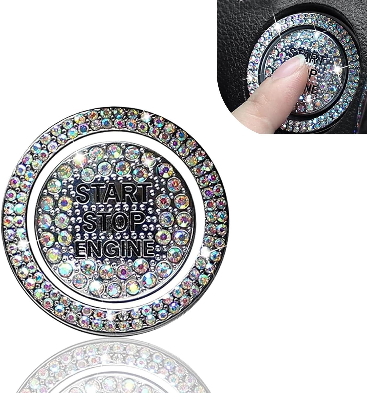 Bling Car Engine Start Button Cover, Sparkling Diamond Push Start Button Decorat