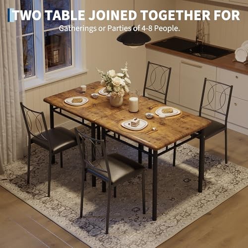 Space-Saving Dining Table Set for 2 – 3-Piece Farmhouse Wooden Table & |