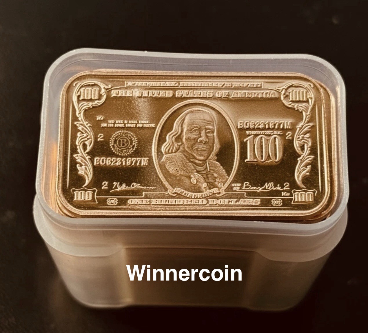 $100 Benjamin Franklin Banknote Design 1 oz .999 Fine Copper Bar USA