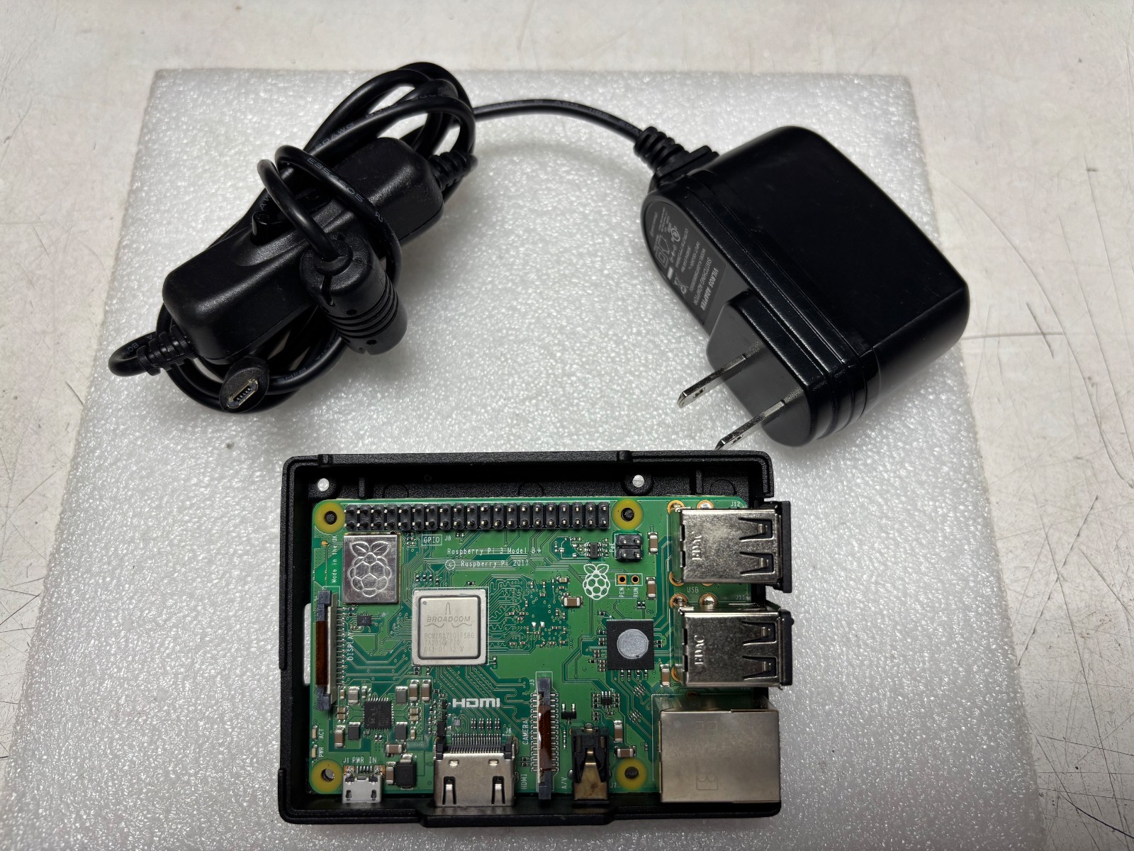 Raspberry Pi 3 Model B+ Single Board Computer With Metal Case and AC Adapter