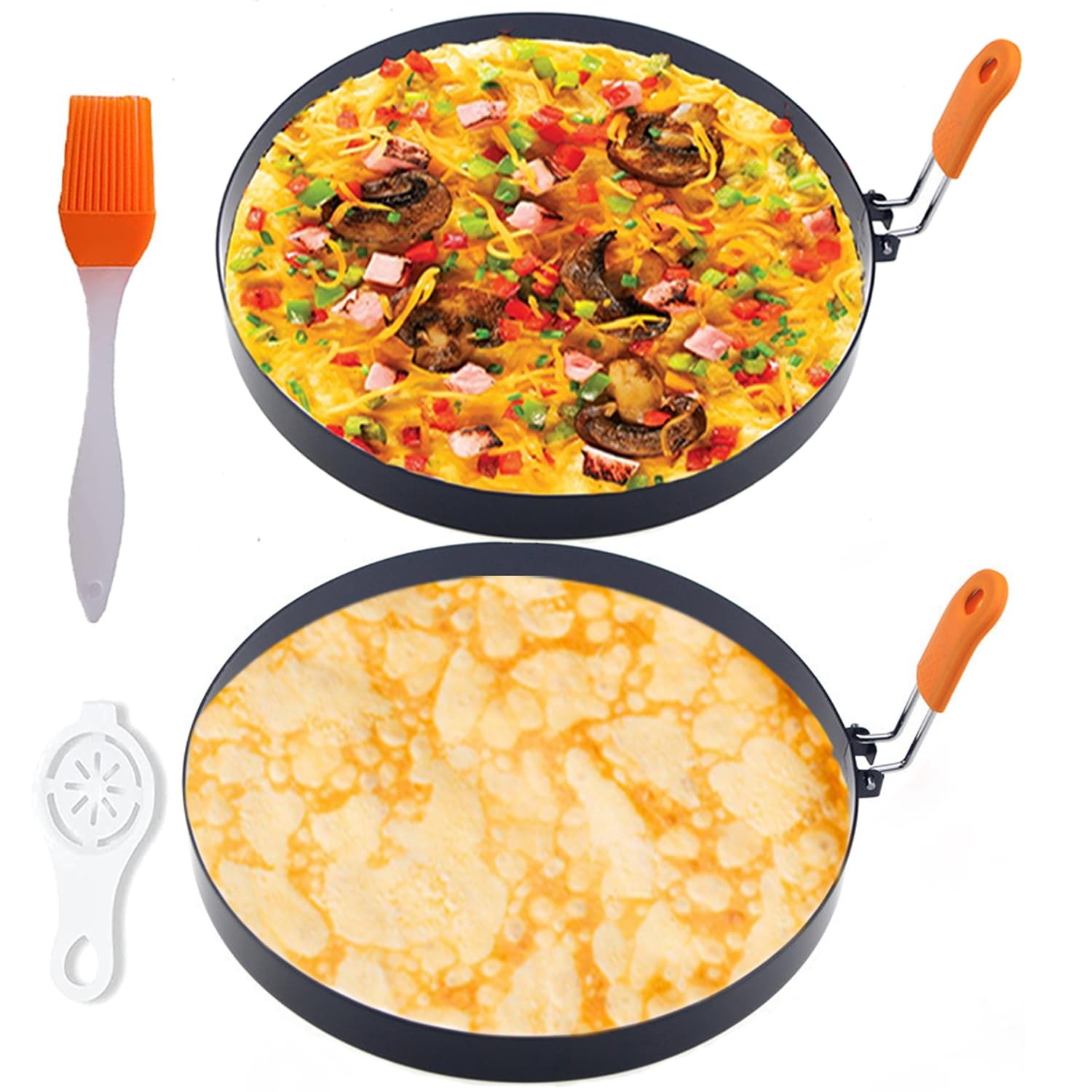 Large 2 Packs 8" Omelette Ring for Griddle,Stainless Steel 8 Inch Orange
