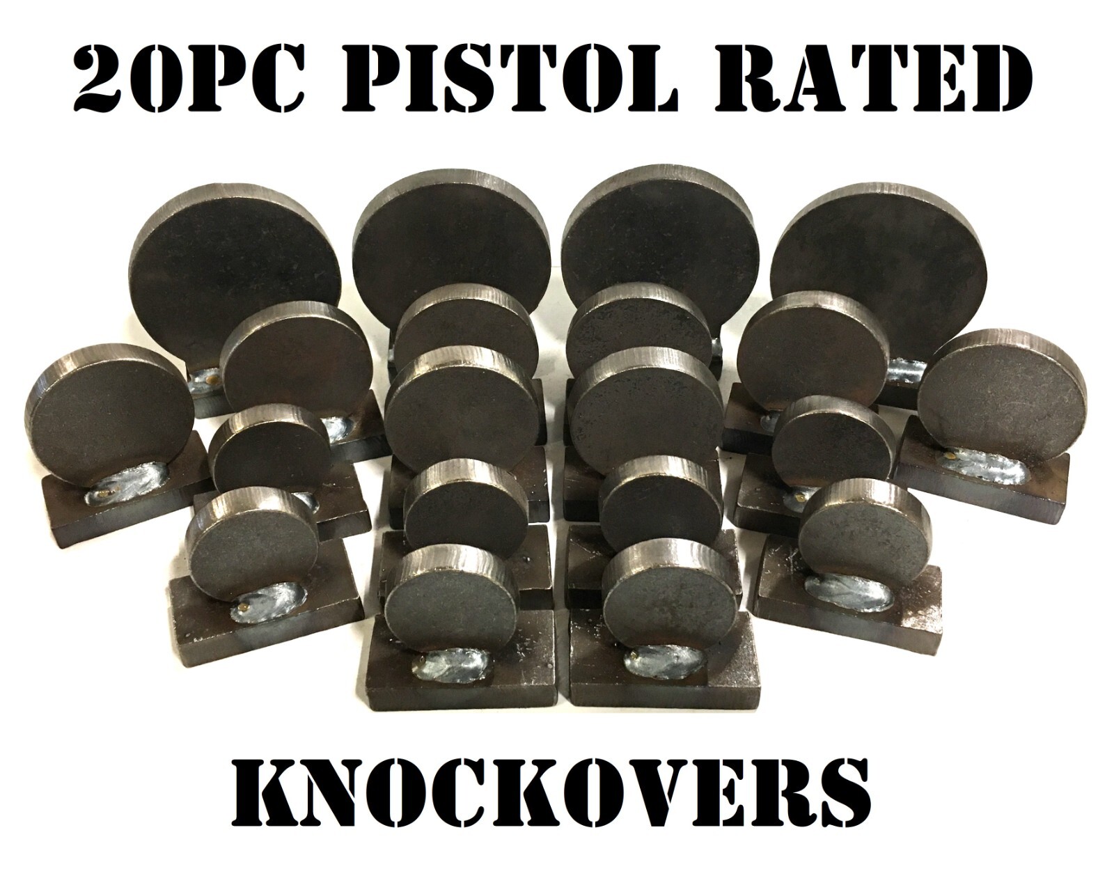 20pc Coin Challenge Knockover Plates - Steel Shooting Targets for .22LR Rimfire