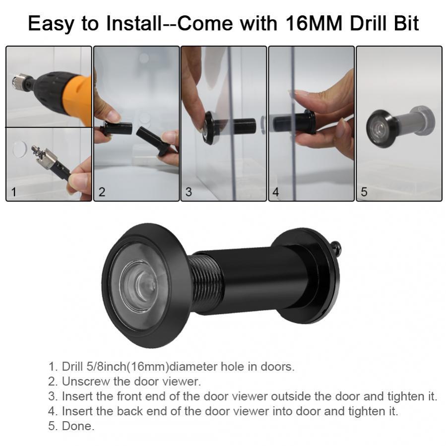 Peep Holes, Peephole 200° Wide Viewing Angle for Front Door Drill & Allen Wrench