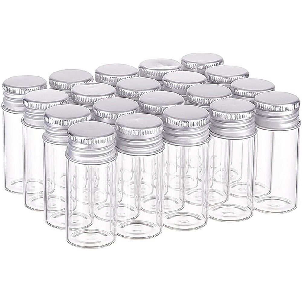 1box 20pcs 10ml Clear Glass Bottles Bottle with Aluminum Screw Top Empty Sample