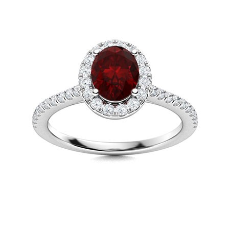 Natural Garnet 925 Sterling Silver Solitaire with Accents Ring Jewelry