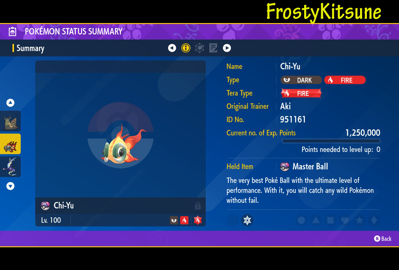6IV Chi-Yu Non-Shiny Pokemon Scarlet & Violet