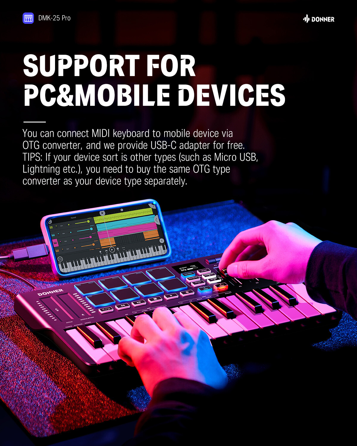 🎹 Donner DMK25 Pro MIDI Keyboard Controller With Software & 40 Teaching Courses