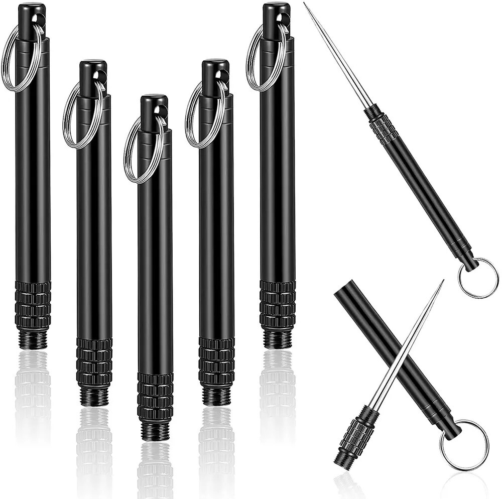 5 Pieces Metal Titanium Toothpicks Portable Toothpick Keychain Travel camping