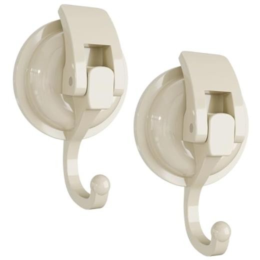 Heavy Duty Vacuum Suction Cup Hooks, Oyster White Plated Polished Super