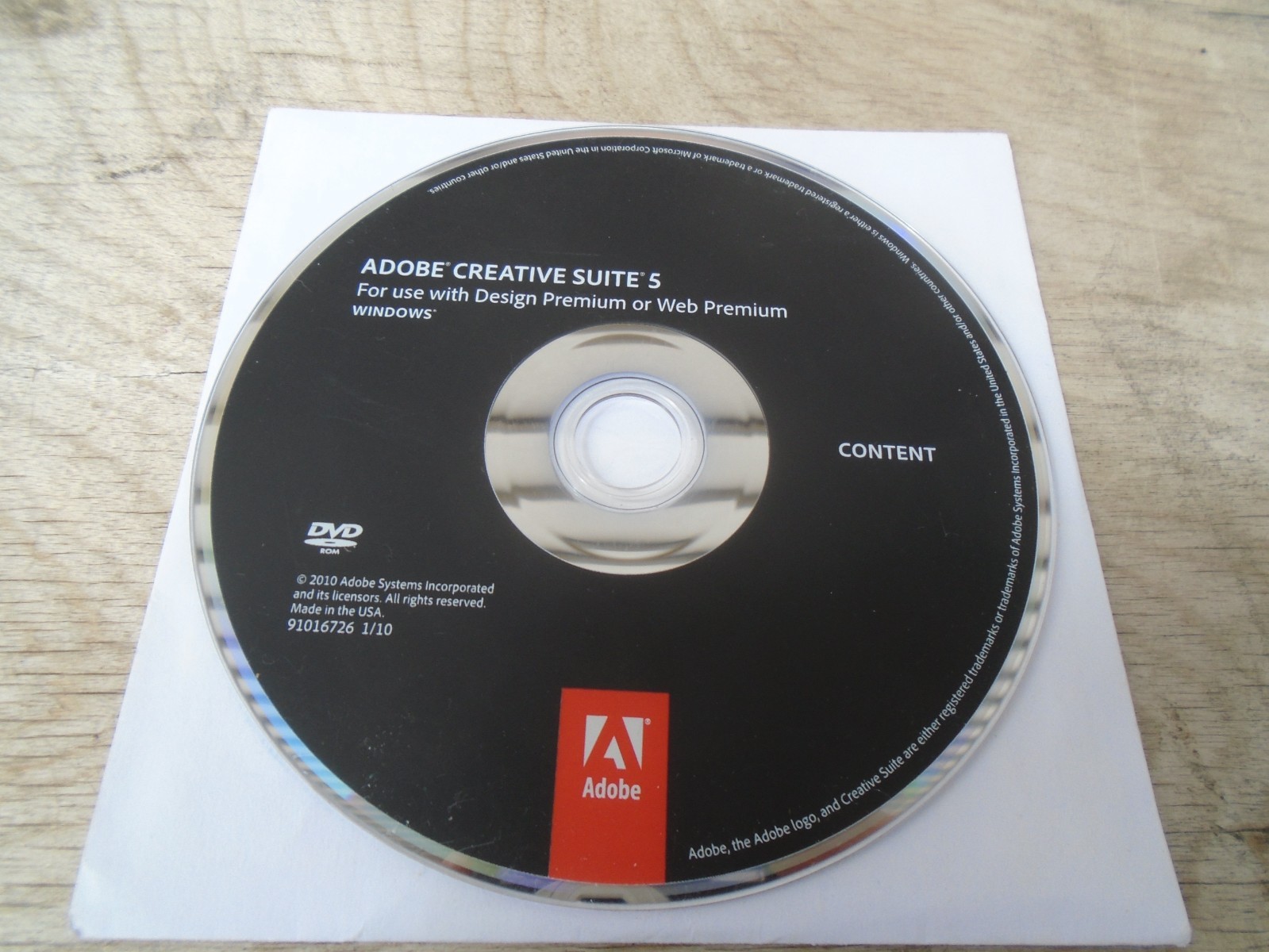 Adobe Creative Suite 5 CS5 Content Disc DVD Windows for Design Premium or Web