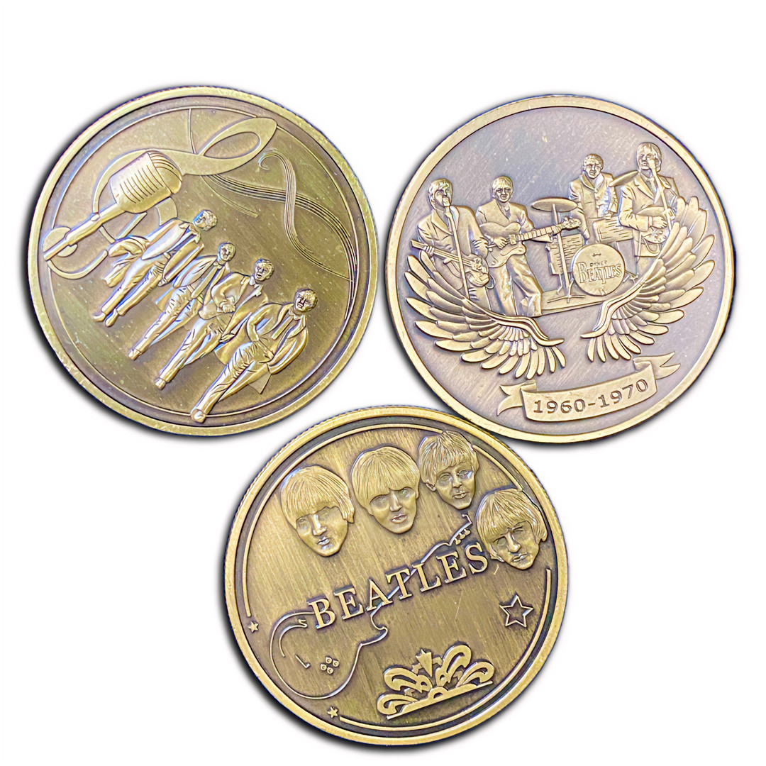 Beatles Collectible 3-Coin Set John Lennon Paul McCartney Music Fans Gift Medal