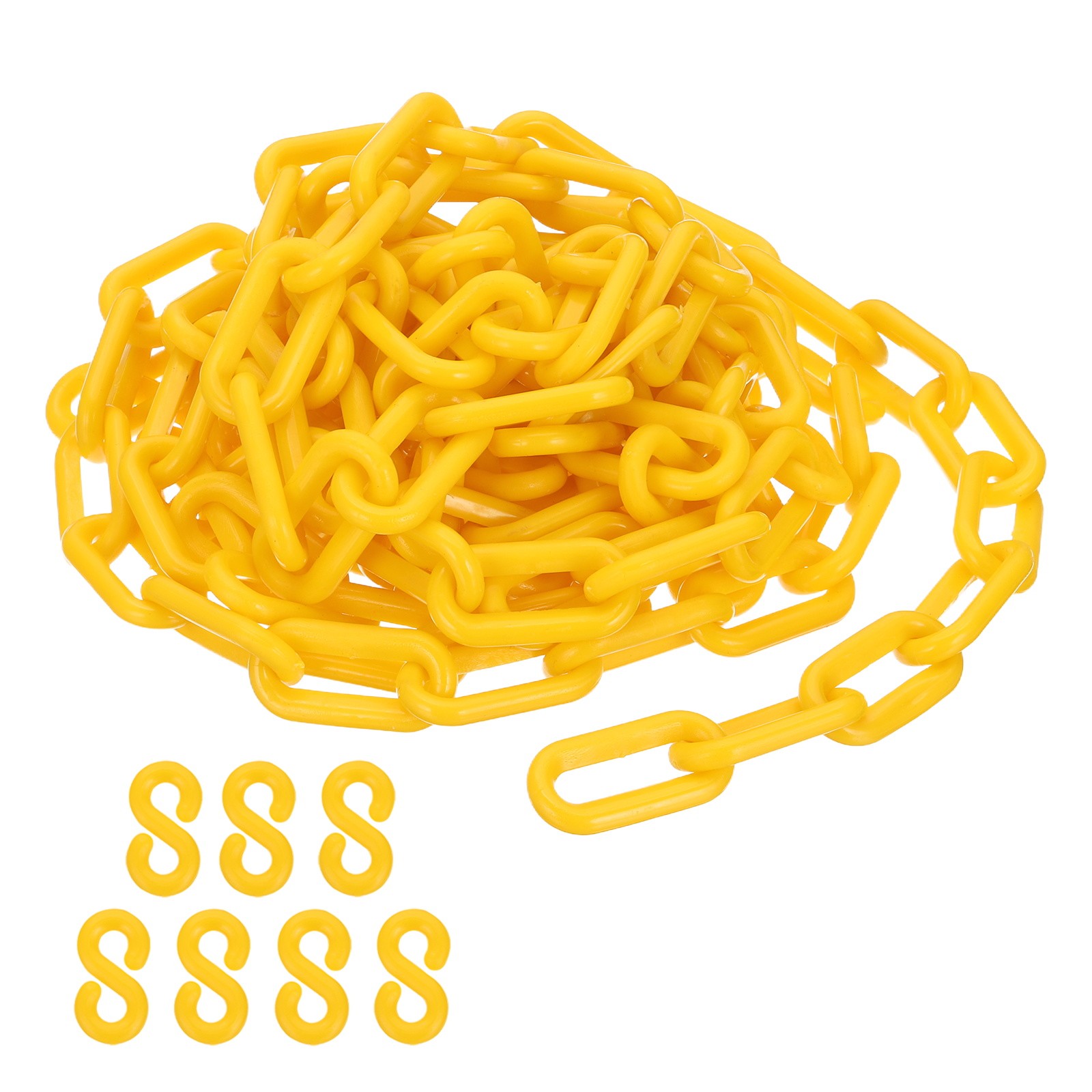 Yellow Plastic Chain, 16 ft 8mm Safety Barrier Chain
