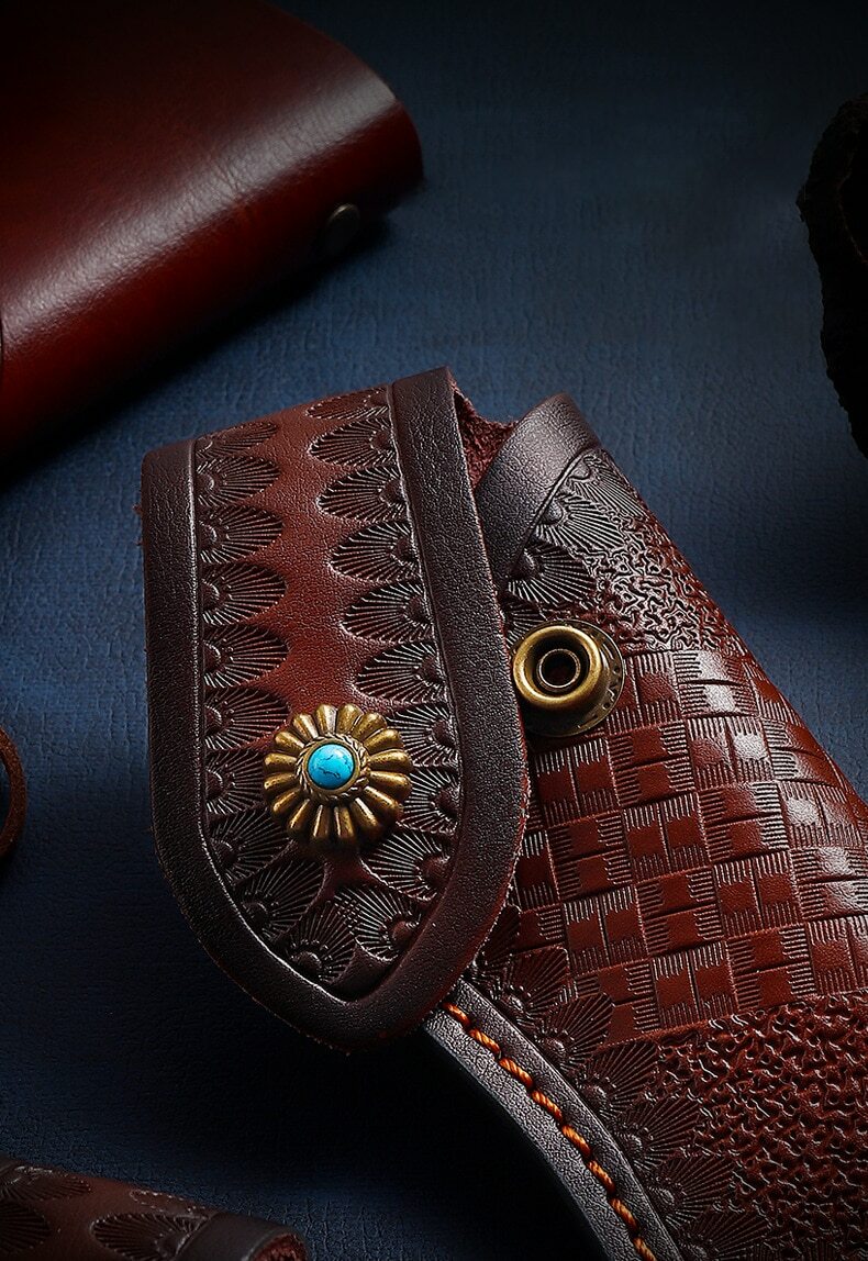 Real Genuine Cowhide Leather Multi Tool Folding Pocket Knife Pouch Sheath Case