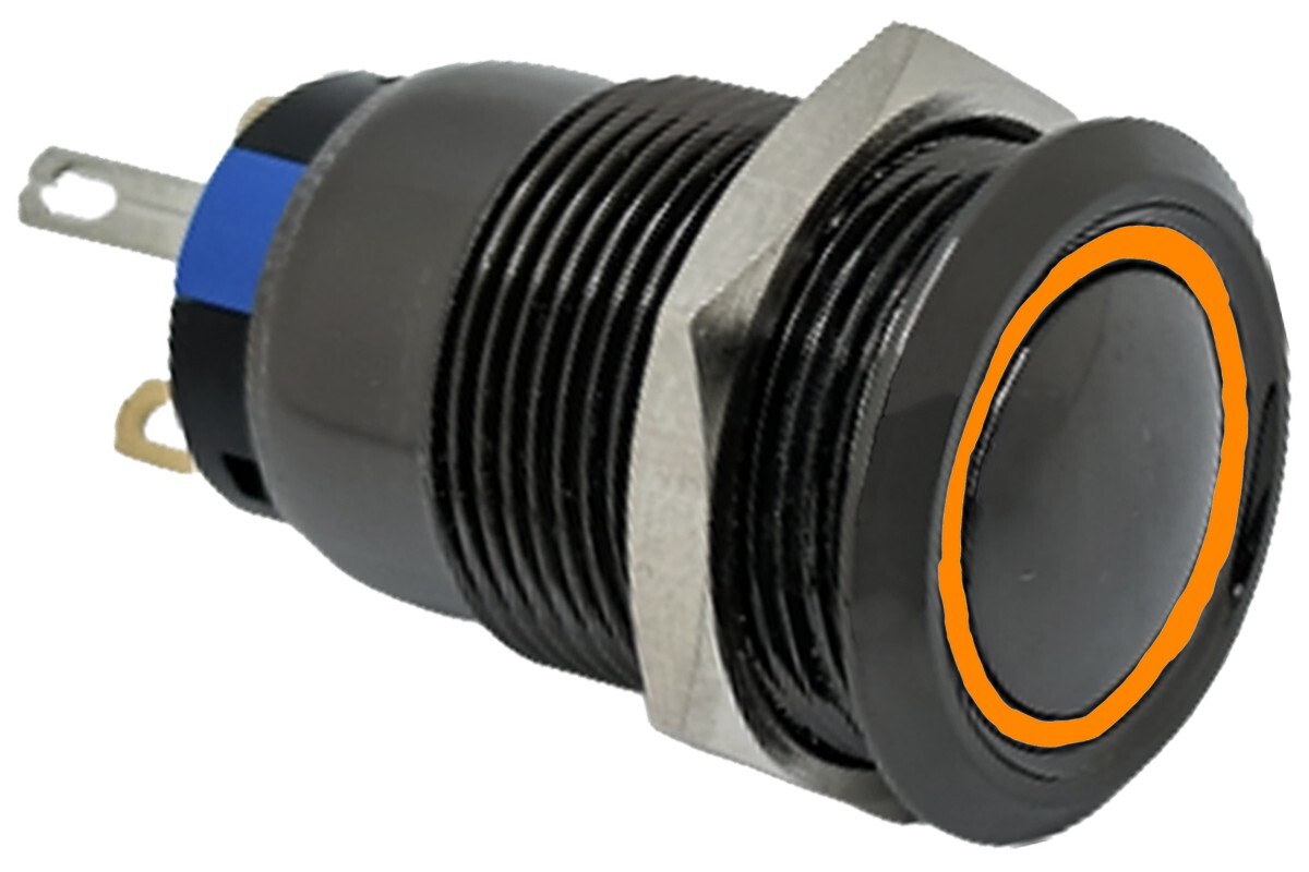 3/4" Domed Stainless Steel Latching Power Switch Orange Angel Eye Halo 19mm 12V