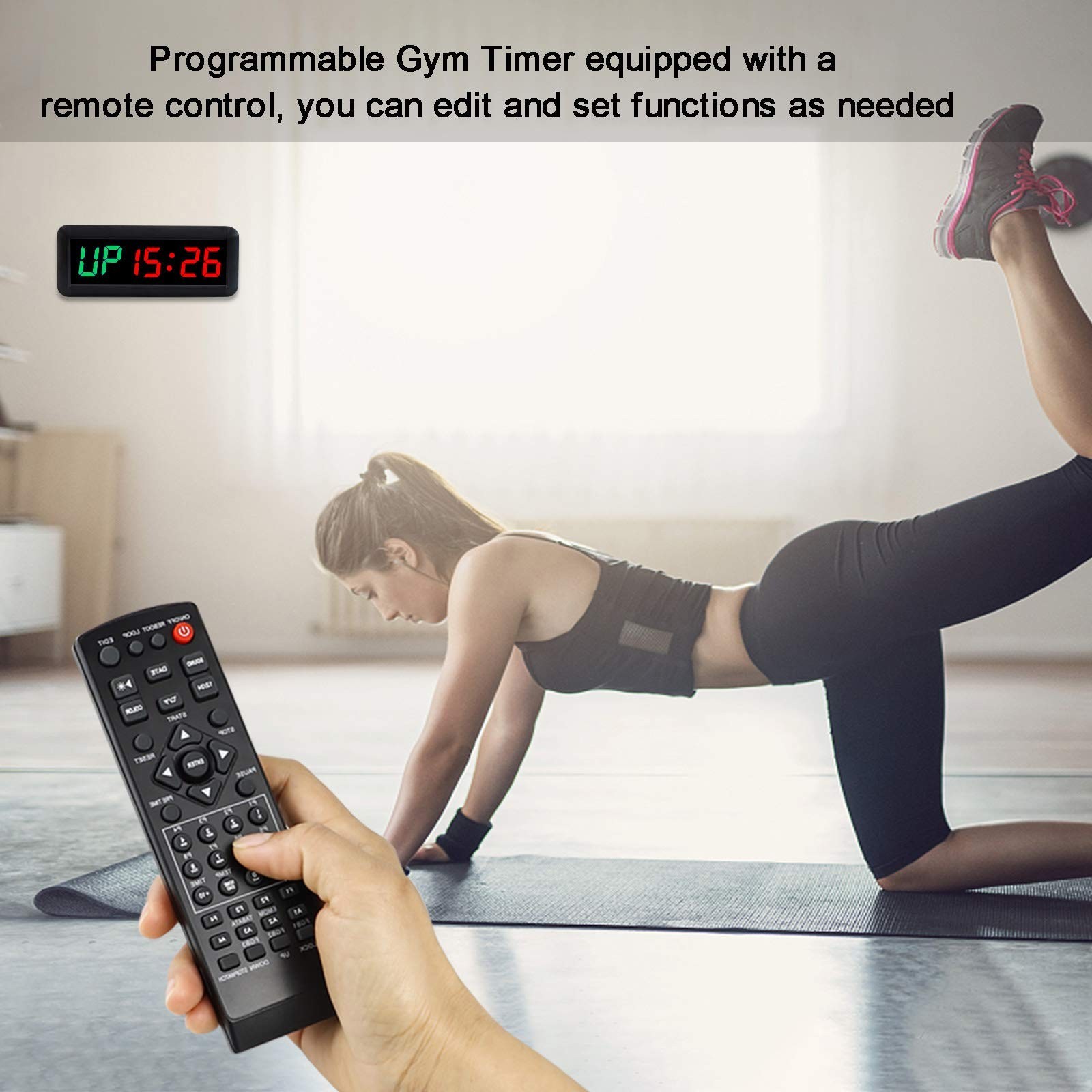 Gym Timer, LED Interval Timer with Remote, Count Down/Up Clock, Stopwatch, Wo...