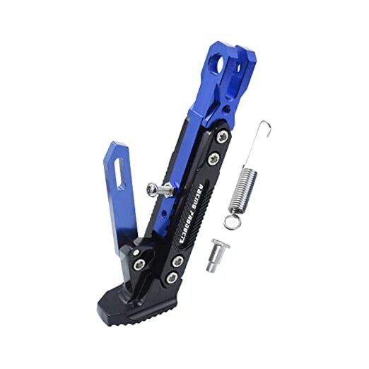 Universal Motorcycle Kickstand Adjustable Foot Side Support Parking Blue