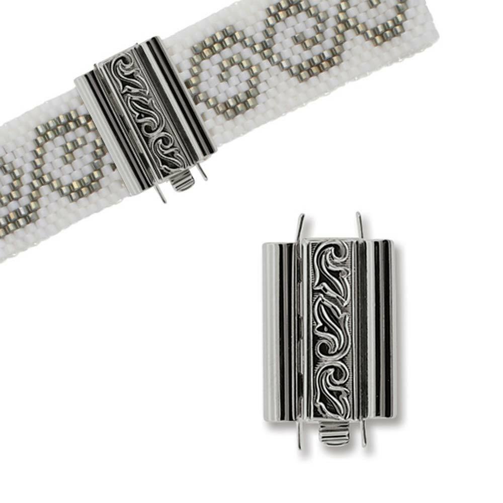 Beadslide Clasp For Seed Beads 45040 18mm Swirls Silver Color Bead Slide