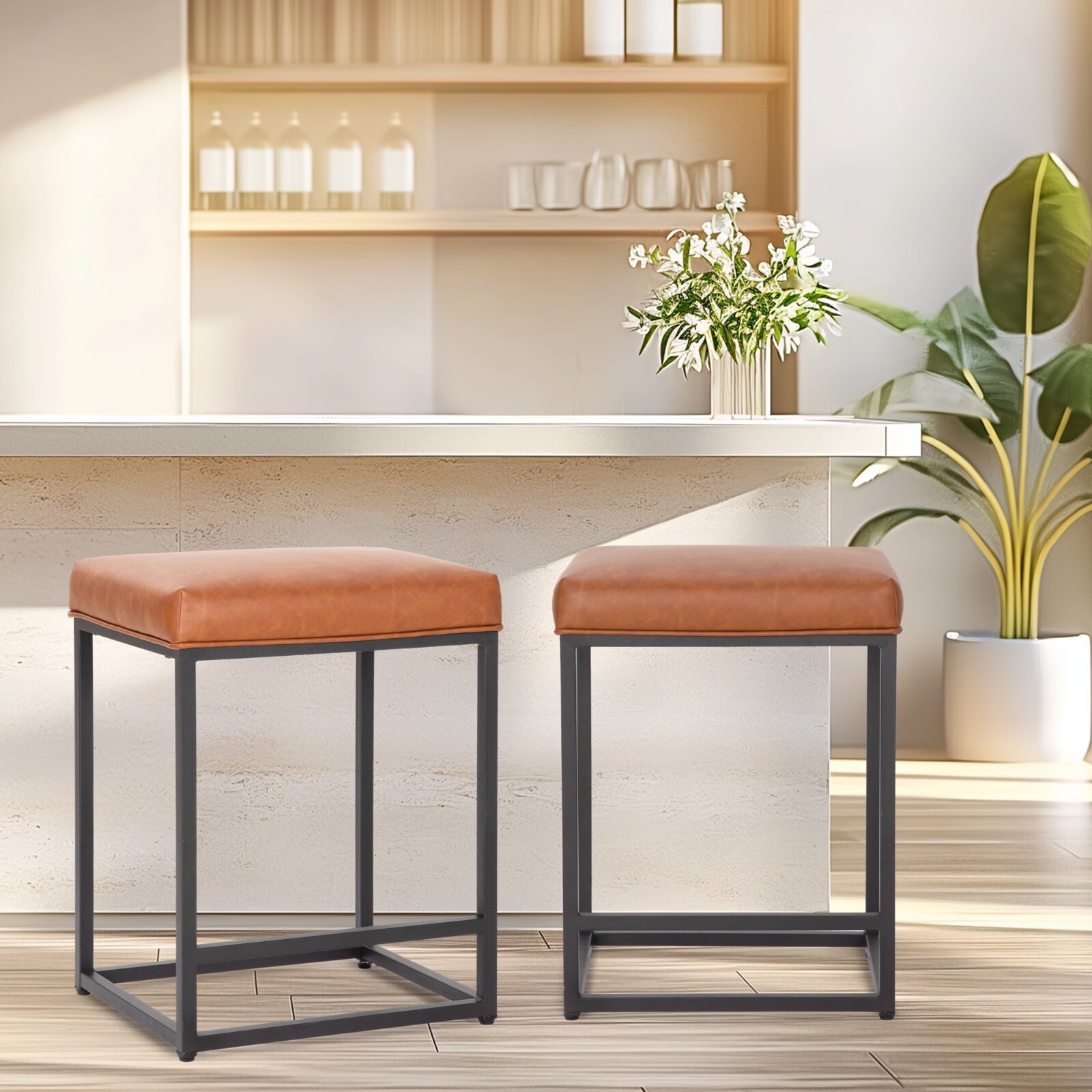 4Pcs Bar Stool Counter Height Bar Chair Upholatered Barstool for Kicthen Dining