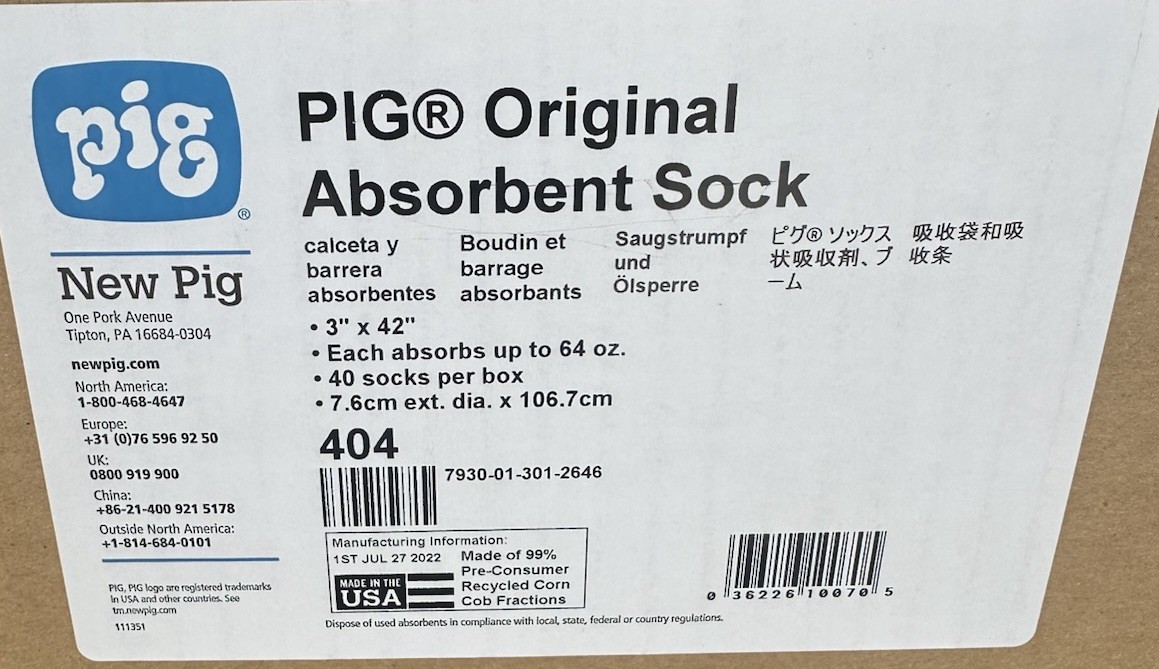 Lot of 10x New PIG 404 Original Absorbent Sock 3"x 42" Oil Coolant Solvent Water