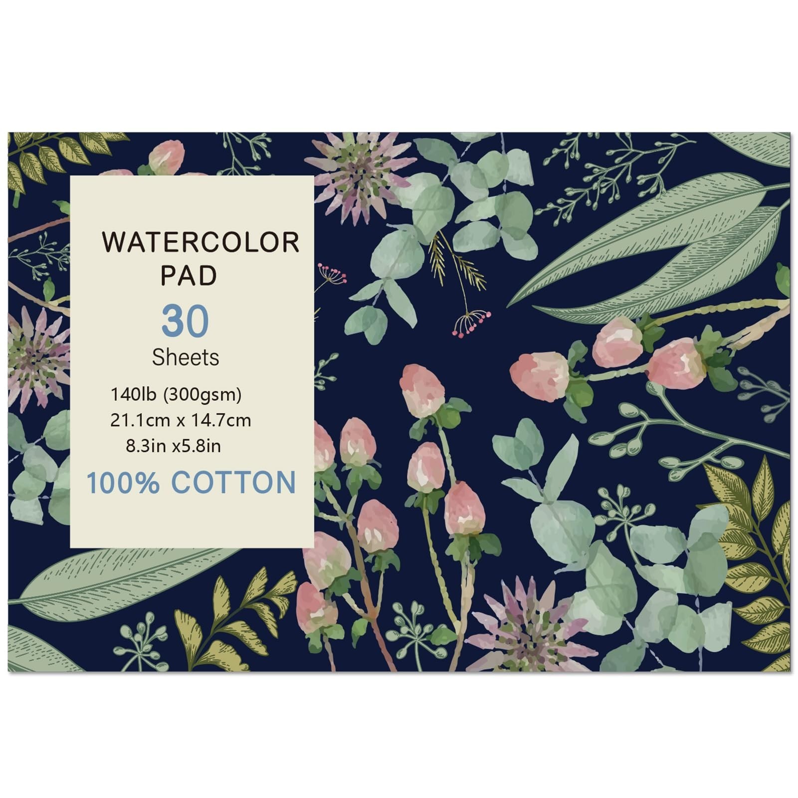 High Quality Watercolor Paper Pad 30 Sheets A5 8.3x5.8 Hot Press 140 lb Paper