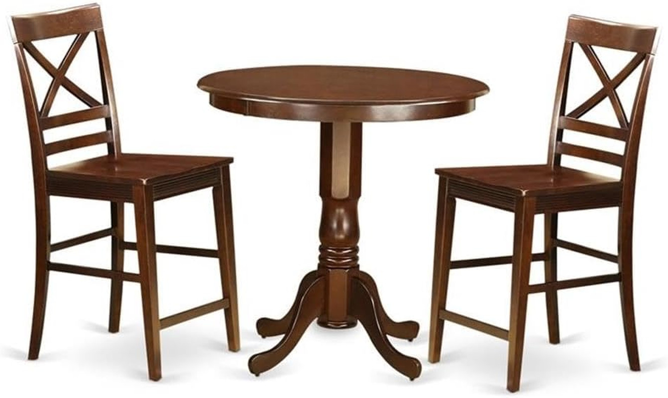 JAQU3-MAH-W 3 Piece Counter Height Pub Set for Small Spaces Contains a round Din