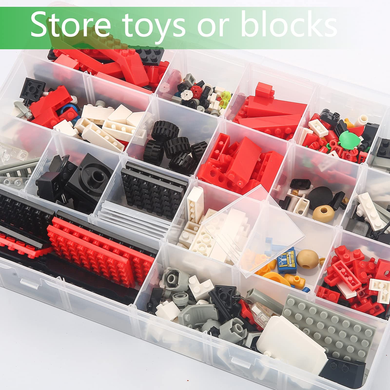 Gbivbe Large 24 Grids Plastic Organizer Box Adjustable Dividers,Clear Storage...
