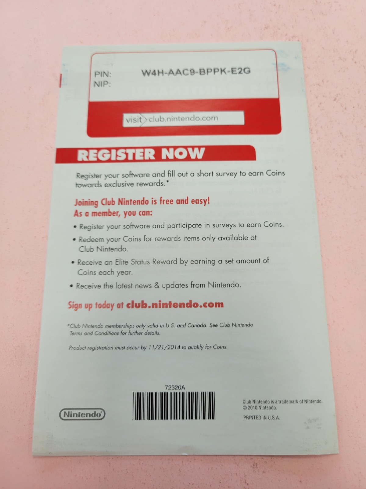 Nintendo Club Wii INSERT ONLY Authentic