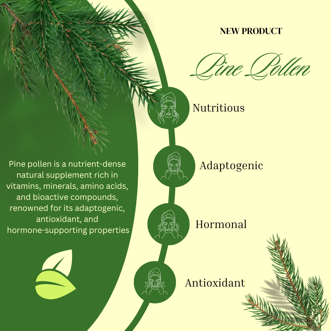 Organic Pine Pollen 500mg - Testosterone & Vitality Support - 100 Caps