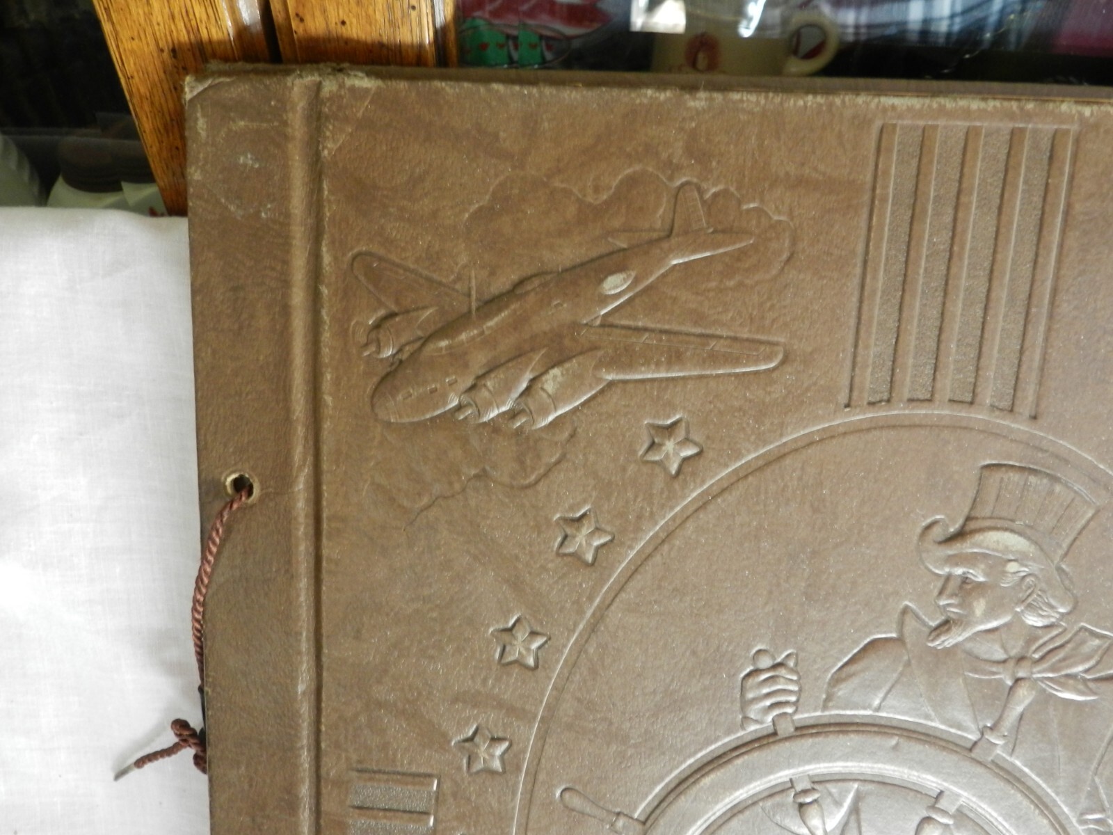 Vintage WW2 Era Scrapbook, Uncle Sam, Plane, Eagle, Ship, Cannon