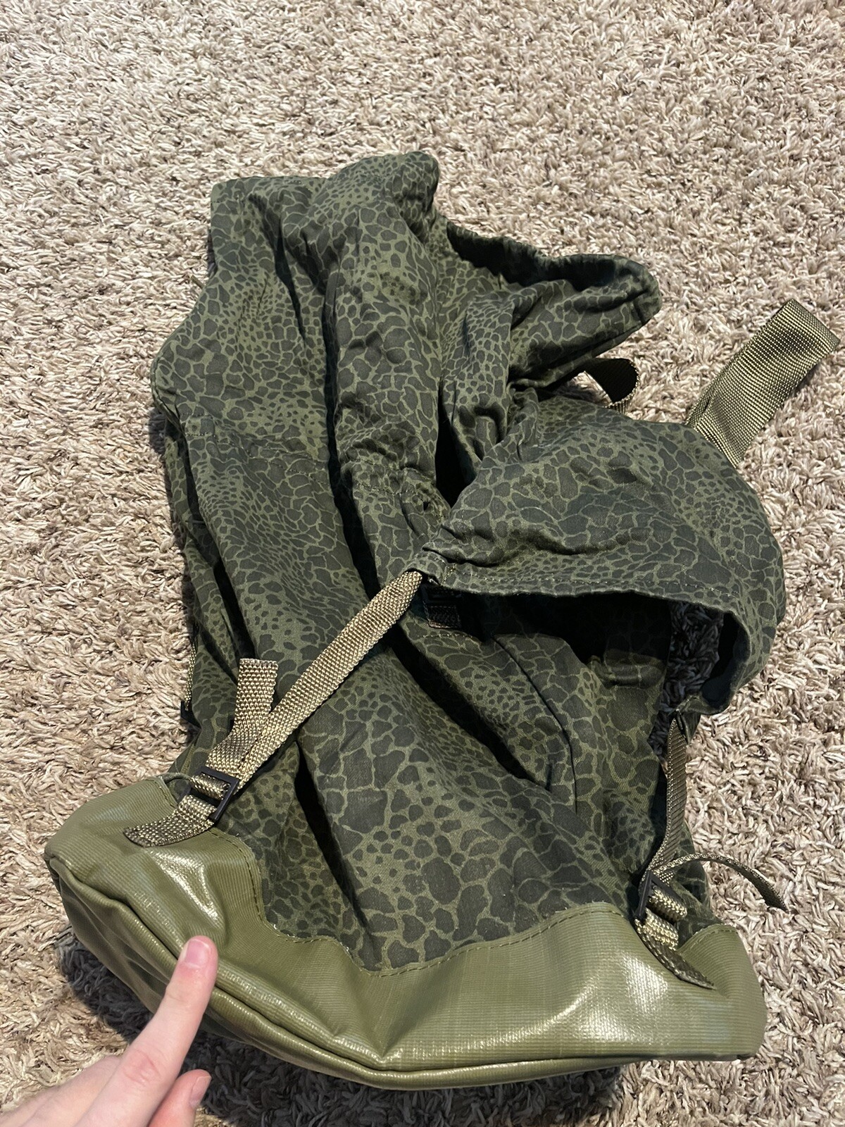 Vintage Military Rucksack Green And Black Camo
