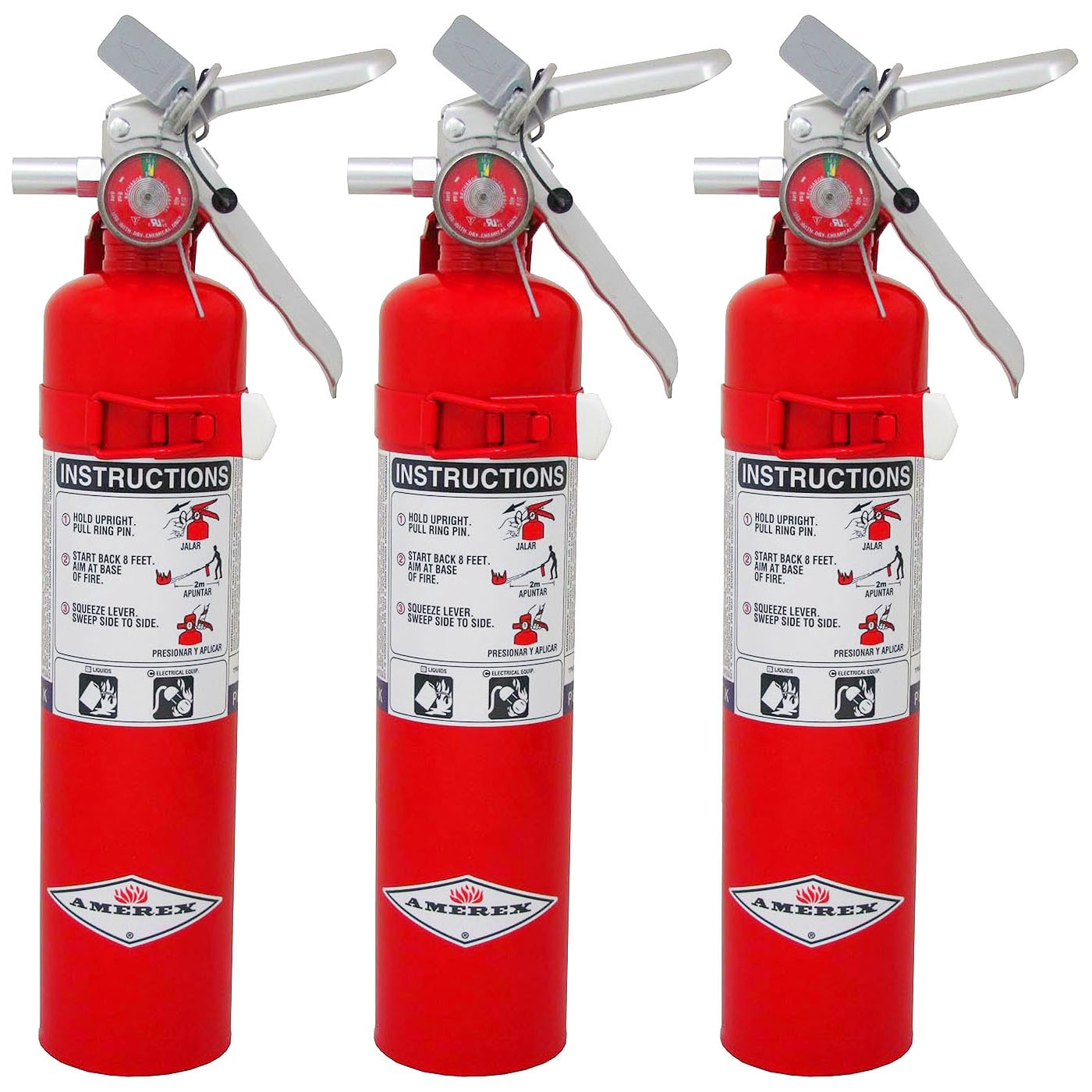 Amerex B410T 2.5 lbs Purple K Chemical Class B C Fire Extinguisher - 3 Pack