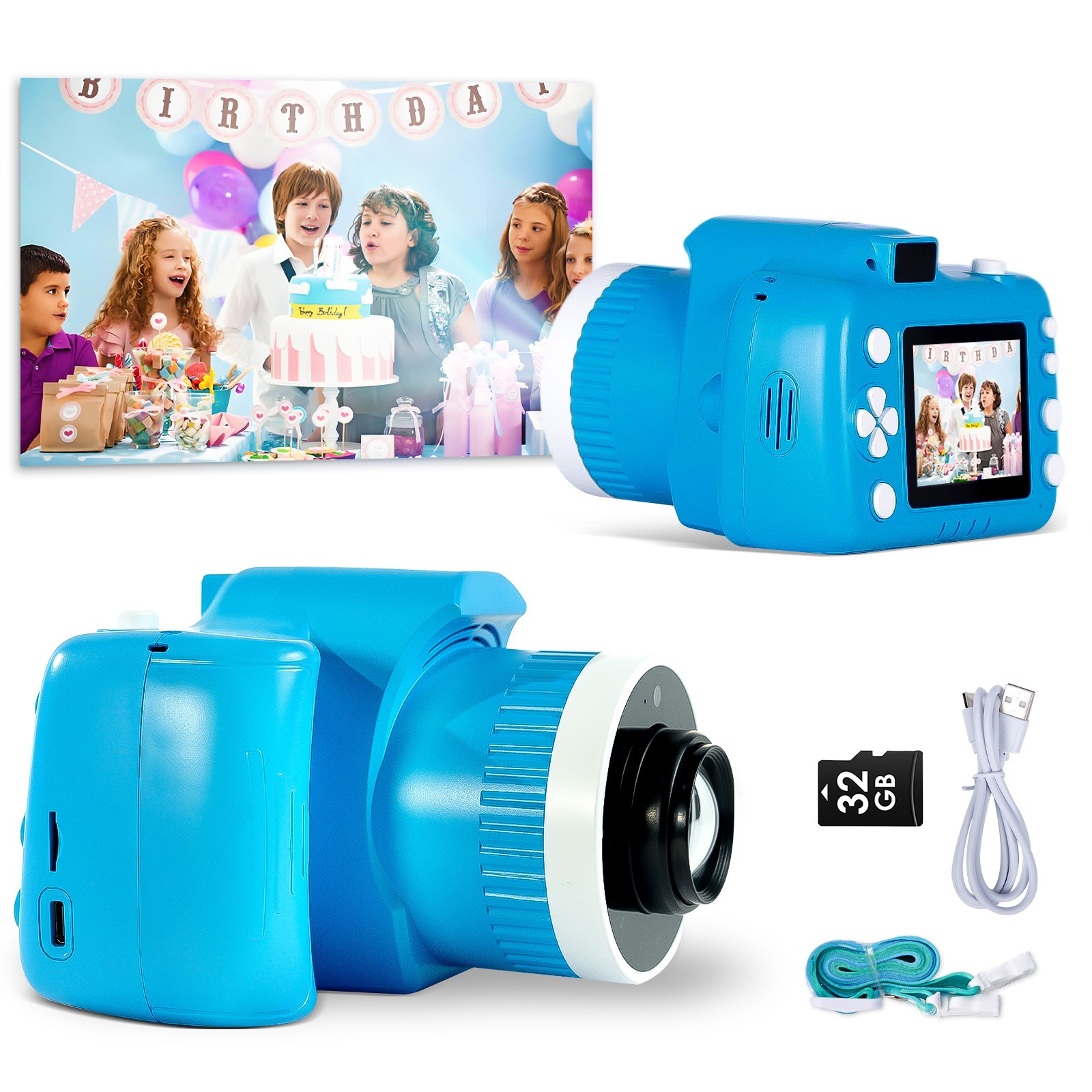 Kids Camera w/ Projector Video Recording Camera Kids Story Projector Girls Gifts
