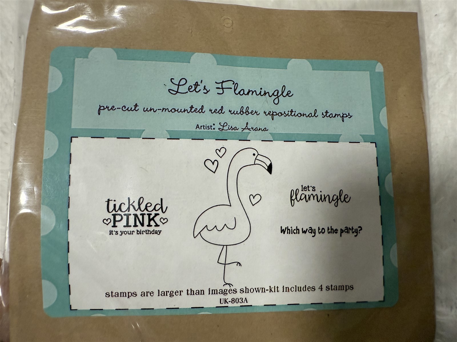 UNITY STAMP CO LET'S FLAMINGLE RUBBER STAMPS SET
