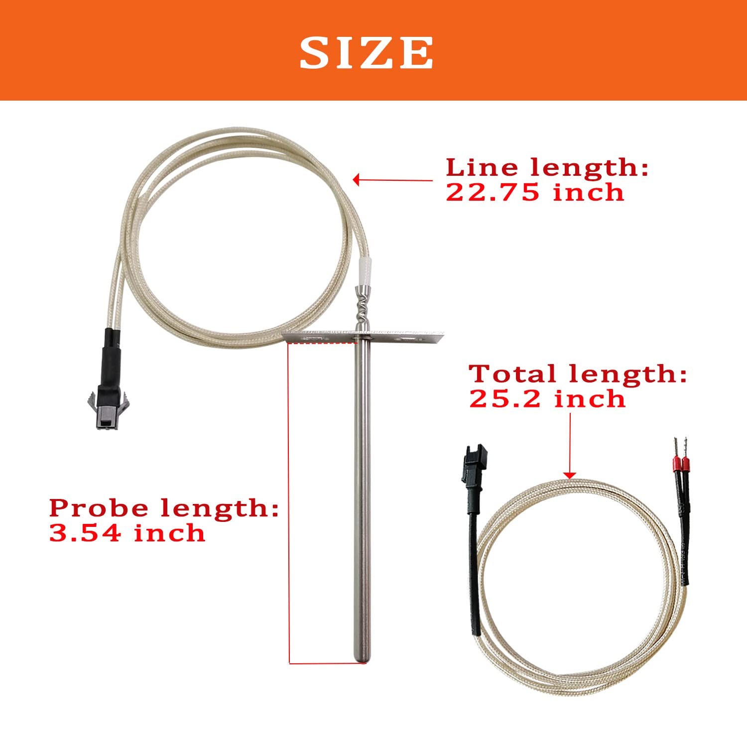 Replacement RTD Temperature Probe Sensor for Most Pit Boss Probe, black