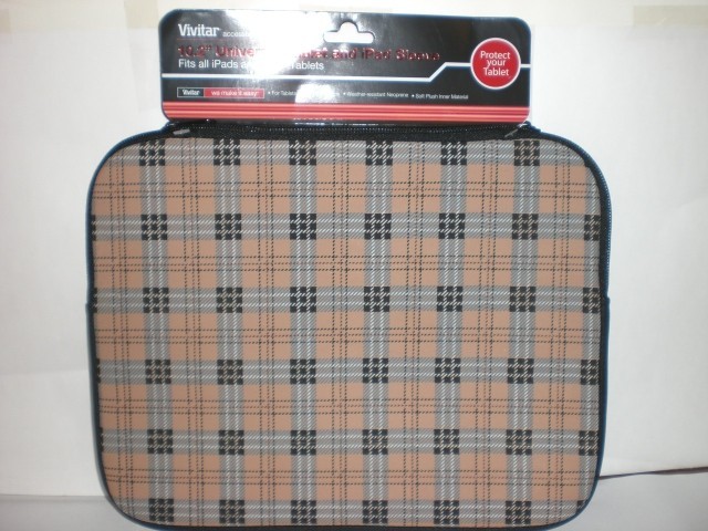VIVITAR 10.2" UNIVERSAL TABLET AND iPAD SLEEVE BROWN SQUARE DESIGN *SEE PHOTO*