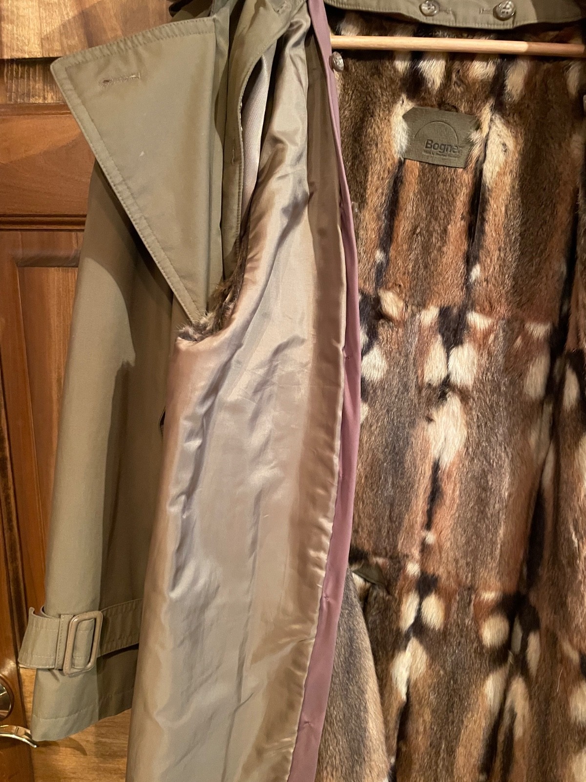 Bogner trench coat with fur lining