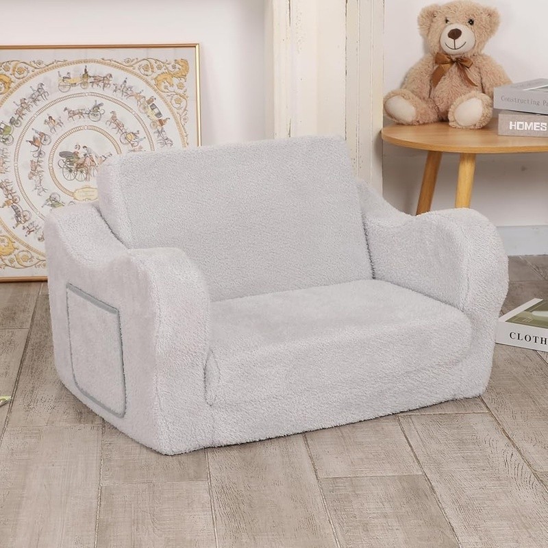 Toddler Flip Sofa Chair Foldable Kids Couch Portable Recliner W/ Storage Pocket