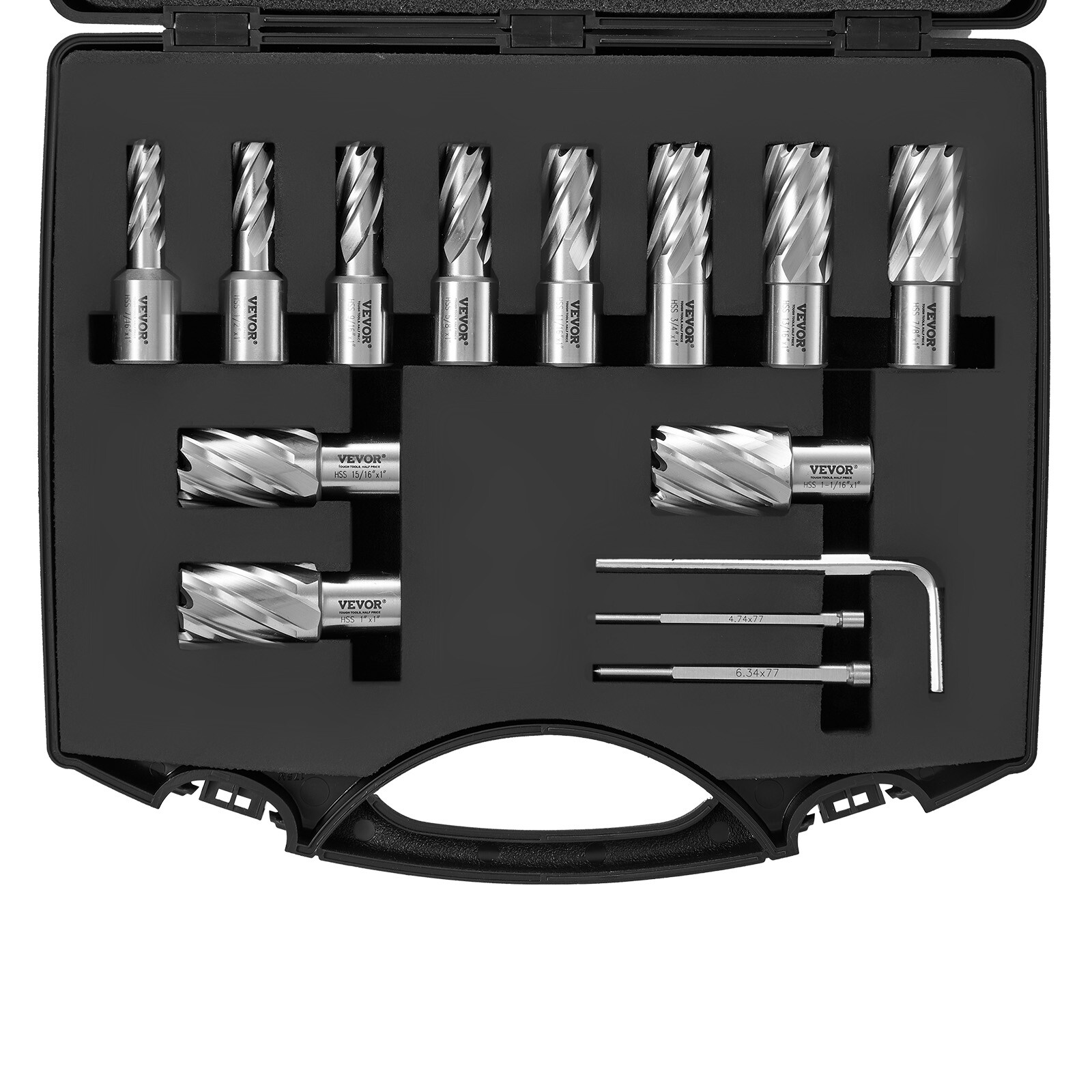 VEVOR Annular Cutter Set HSS Magnetic Drill Bits 13 PCS Weldon Shank 1" Depth