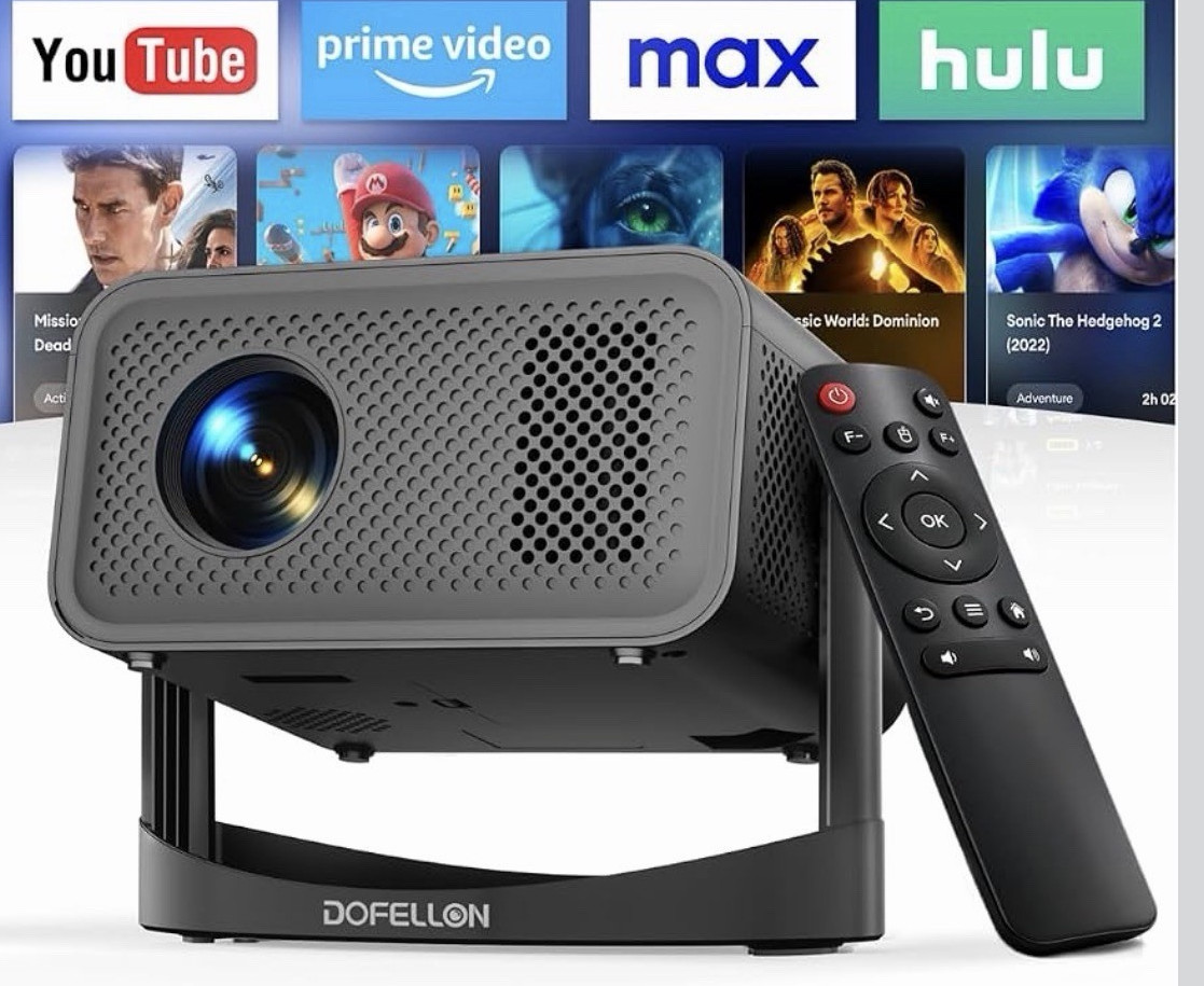 DOFELLON T16 LCD Projector 1080p Native 4K Support WiFi Bluetooth Remote bundle
