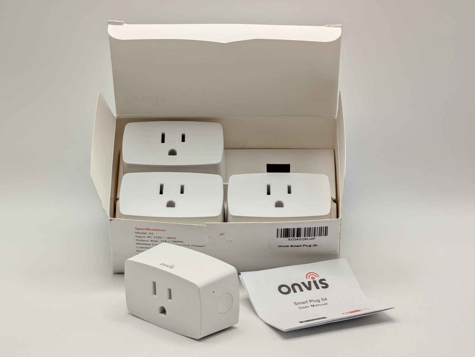 Onvis S4 Matter Over Thread Smart Plug Mini Outlet 15A 1800W 4-Pack