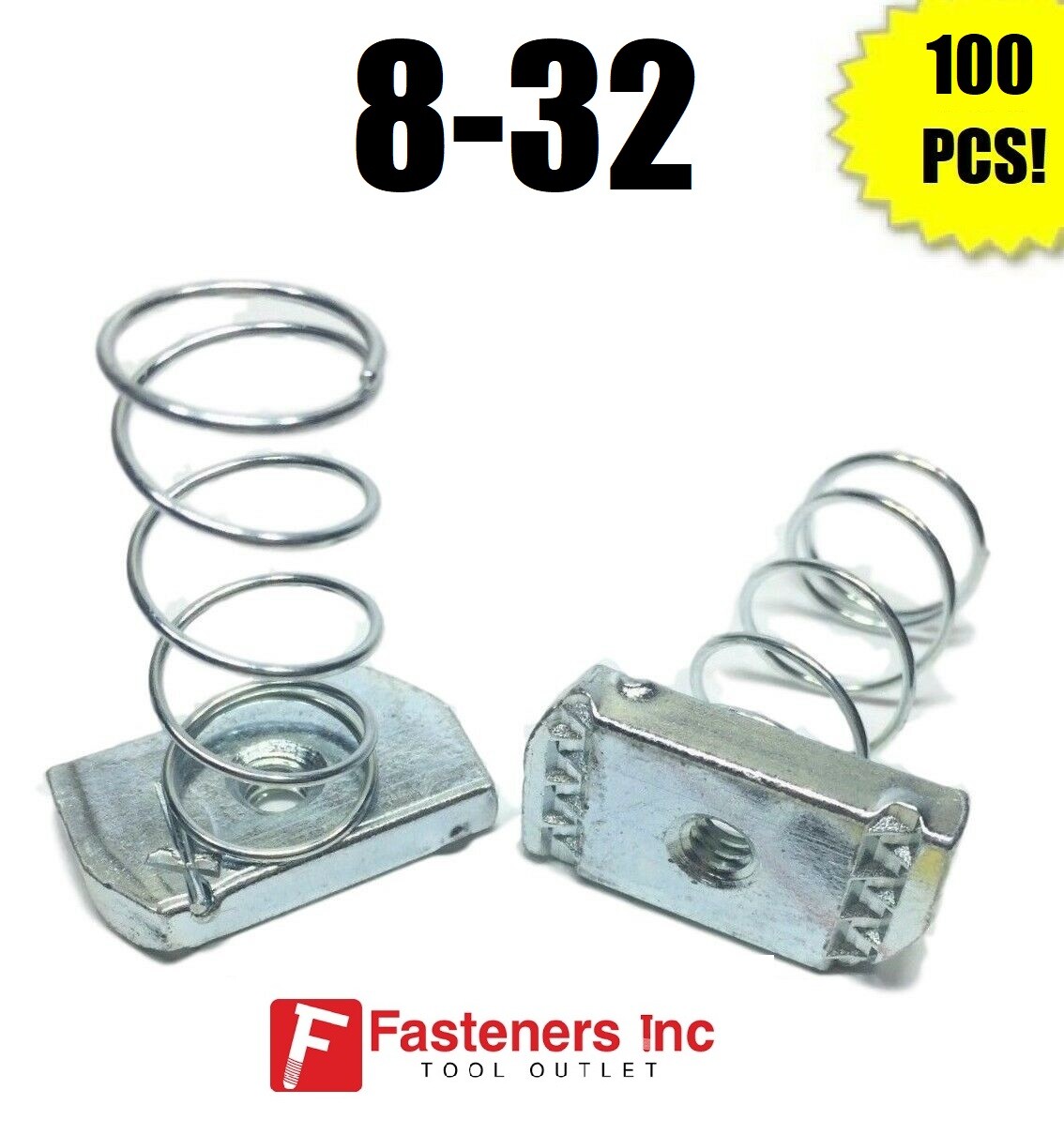 (QTY 100) 8-32 Regular Spring Nuts for Unistrut / B-Line Channel #4115
