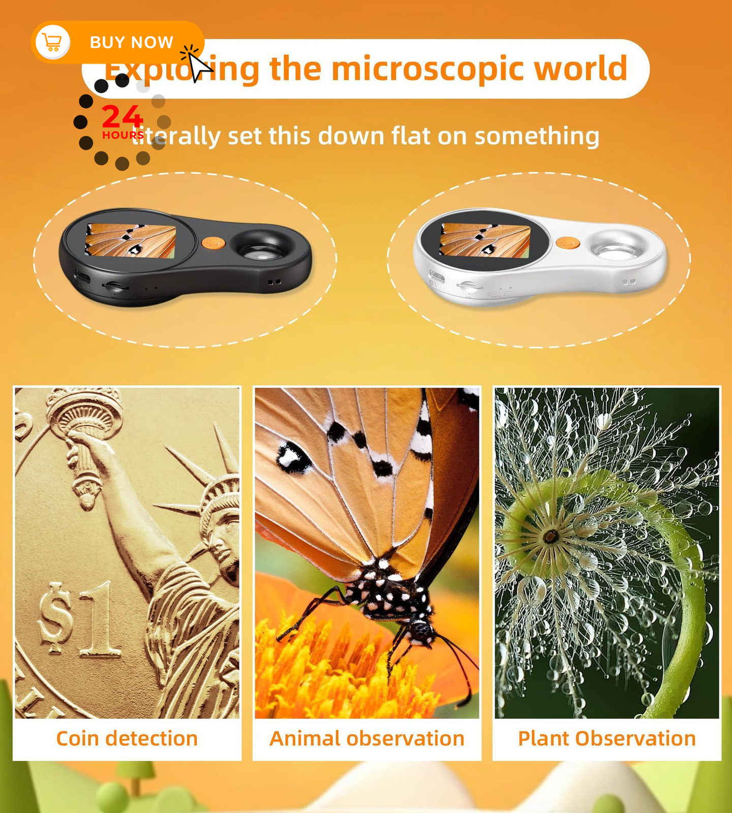 Digital Microscope Handheld 2.0 inch IPS Color Screen,Portable Pearl white