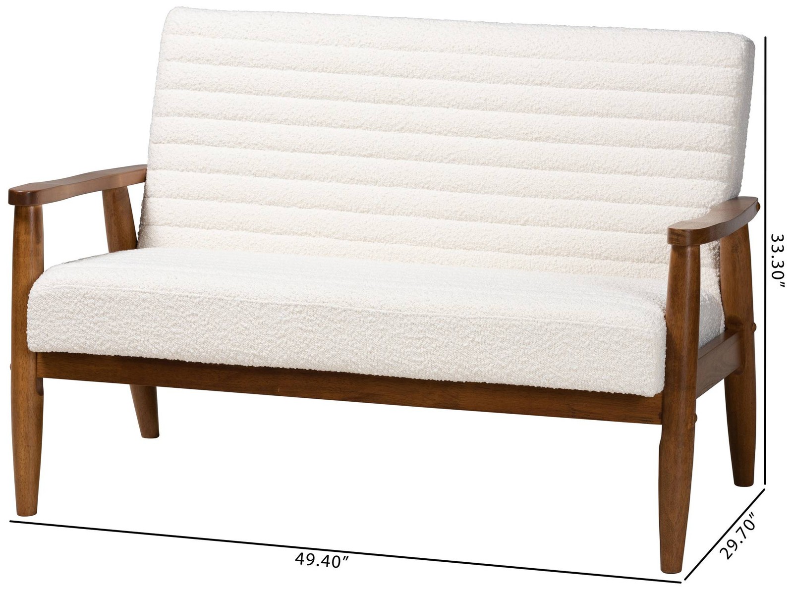 Baxton Studio Stratton 49 1/2"W Cream Tufted Fabric Loveseat