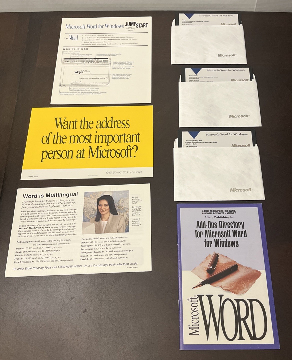 Vintage 1989 - 1990 Microsoft Word For Windows Version Floppy Disks With Manual