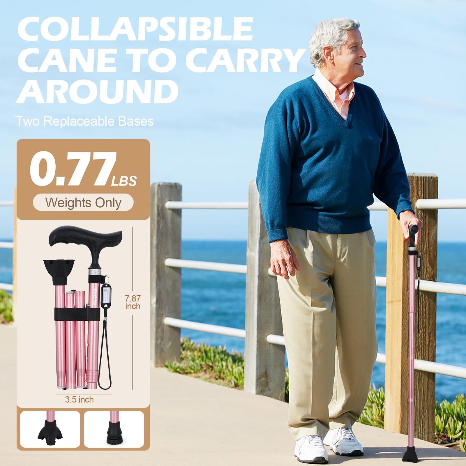Folding Walking Cane for Women/Men-Lightweight,Adjustable,Collapsible Walking...